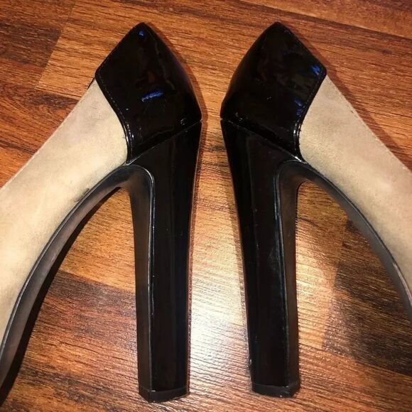 BCBG Paris Judd Taupe Colorblock Platform Stacked Heels Size 7 - Picture 5 of 11